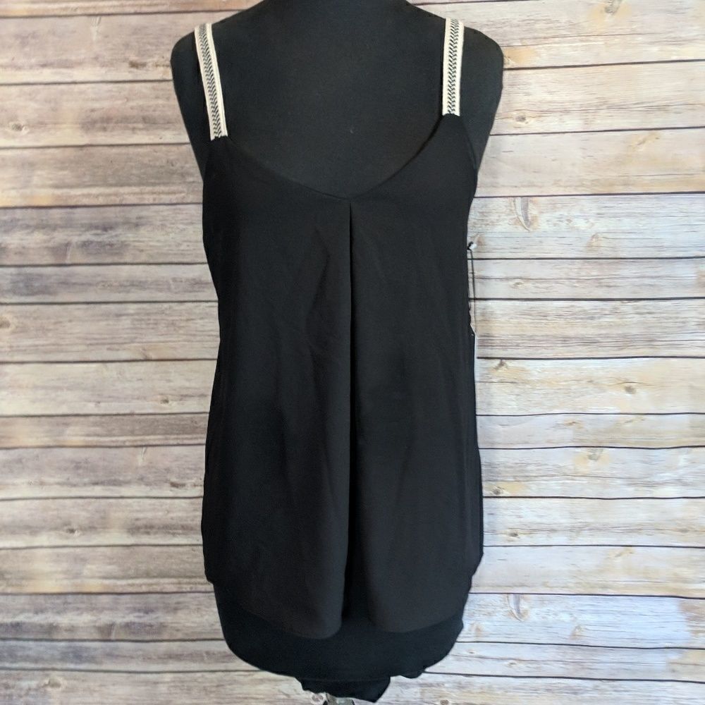 1. State Black Embroidered Strap Tank Top